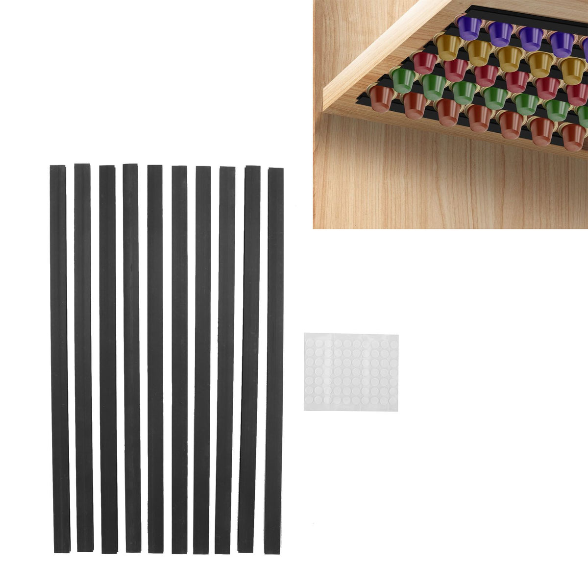 Coffee Capsule Holder DIY Adhesive Coffee Pods Storage Counter Mounted Coffee Pod Holder for Nespresso Black