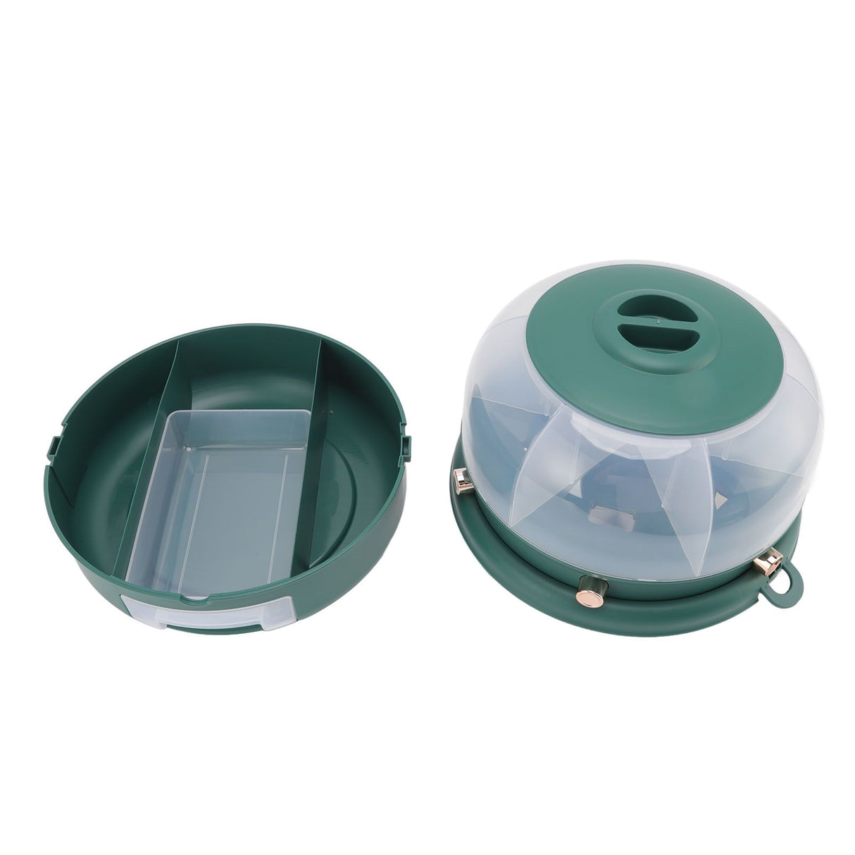 Stackable Grain Storage Container Single Layer 6 Grids Rotating Rice Dispenser for Kitchen Organization Dark Green