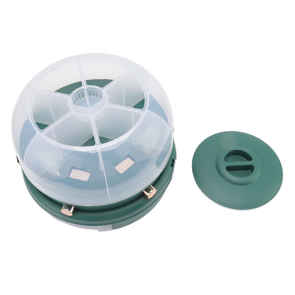 Stackable Grain Storage Container Single Layer 6 Grids Rotating Rice Dispenser for Kitchen Organization Dark Green
