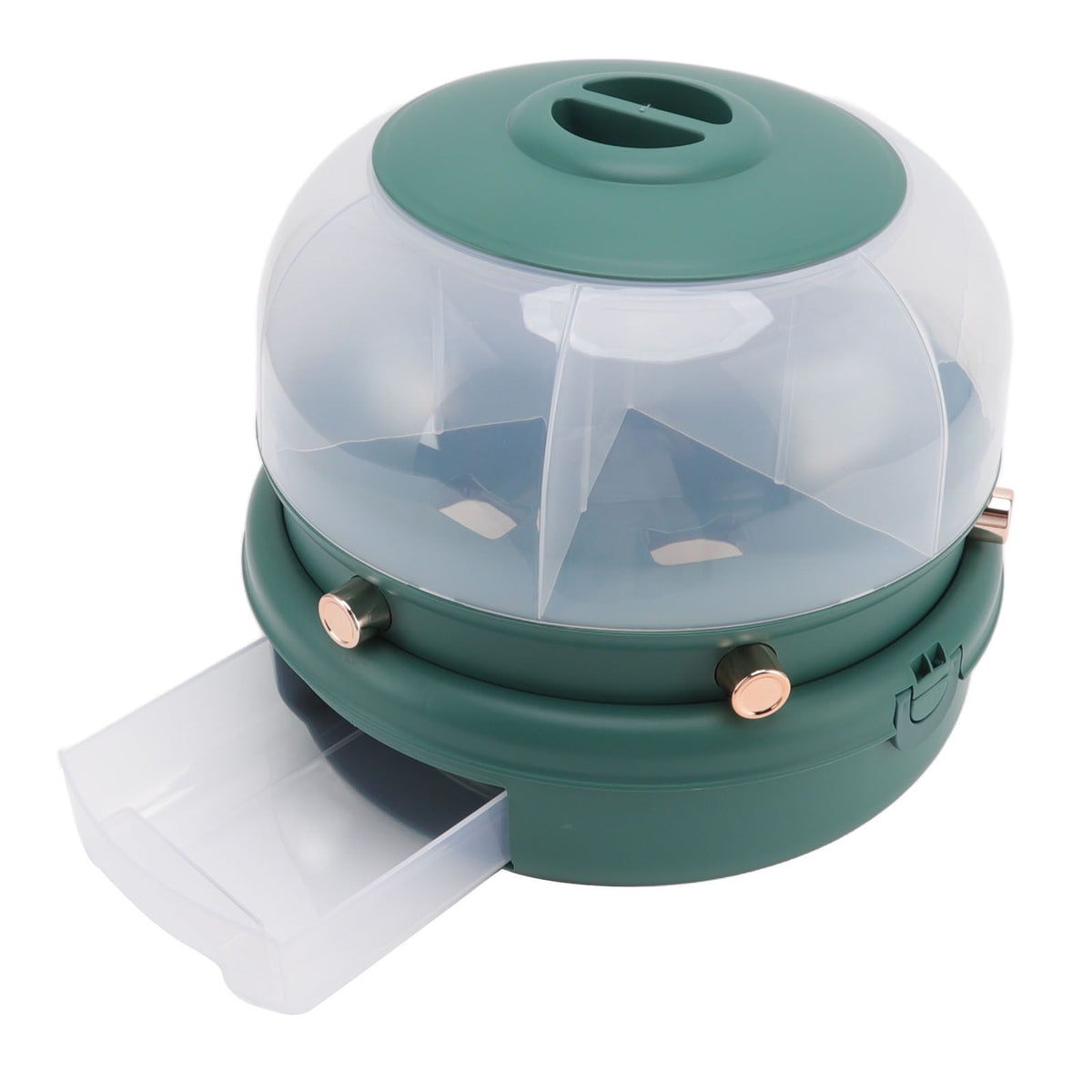 Stackable Grain Storage Container Single Layer 6 Grids Rotating Rice Dispenser for Kitchen Organization Dark Green