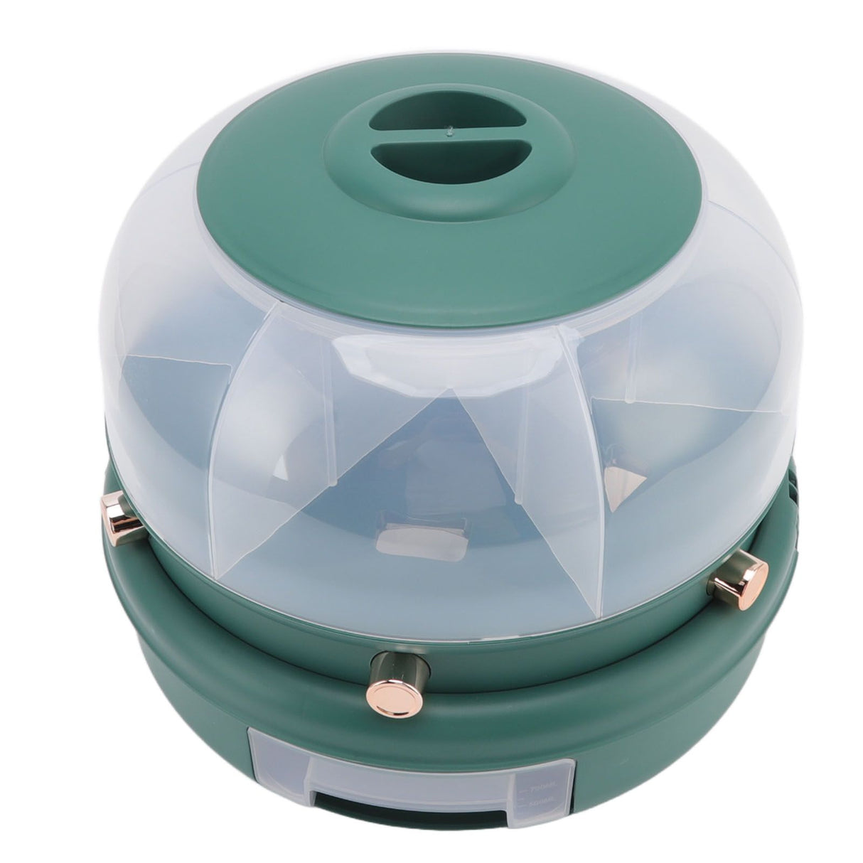 Stackable Grain Storage Container Single Layer 6 Grids Rotating Rice Dispenser for Kitchen Organization Dark Green