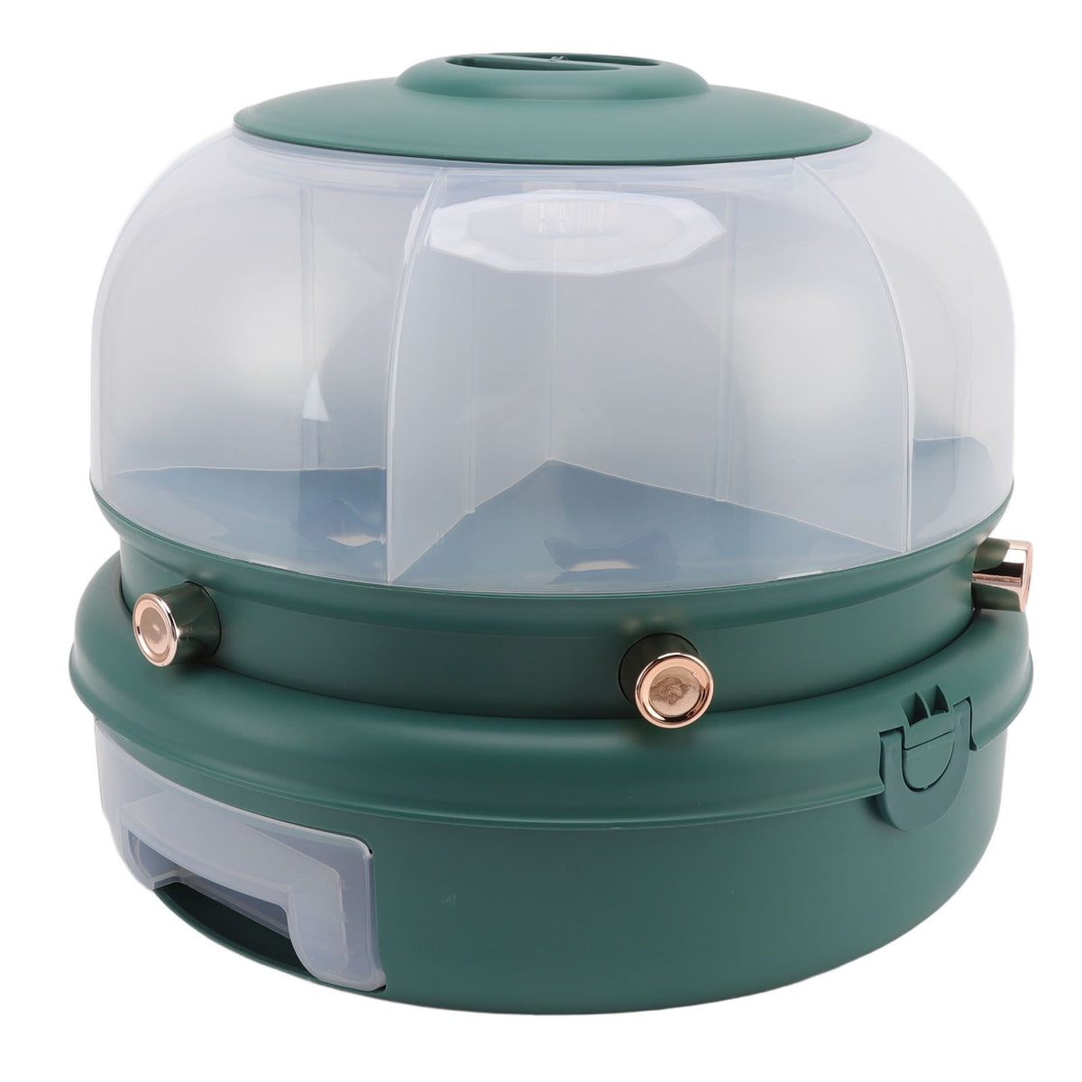 Stackable Grain Storage Container Single Layer 6 Grids Rotating Rice Dispenser for Kitchen Organization Dark Green