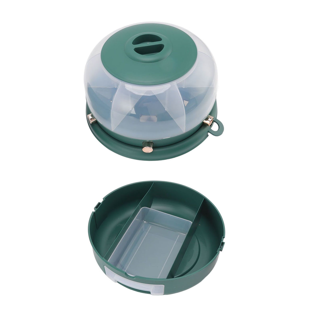 Stackable Grain Storage Container Single Layer 6 Grids Rotating Rice Dispenser for Kitchen Organization Dark Green