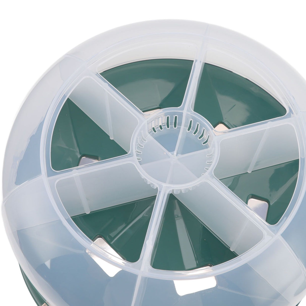 Stackable Grain Storage Container Single Layer 6 Grids Rotating Rice Dispenser for Kitchen Organization Dark Green