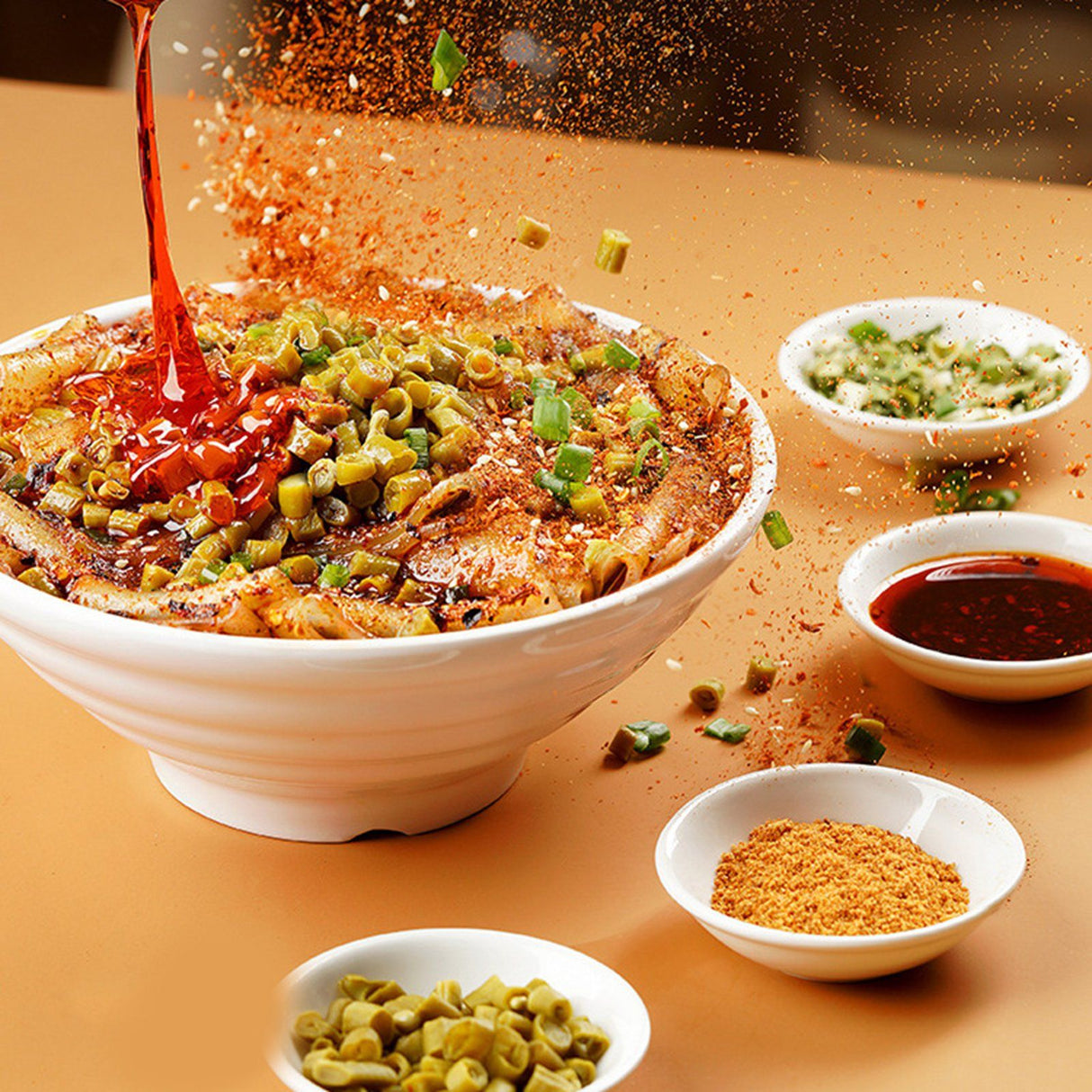 Chongqing Chili Oil Broad Noodles Instant Sweet Potato Dry Broad Noodle Night Supper Instant Food for Home Kitchen Sesame Flavor 120g