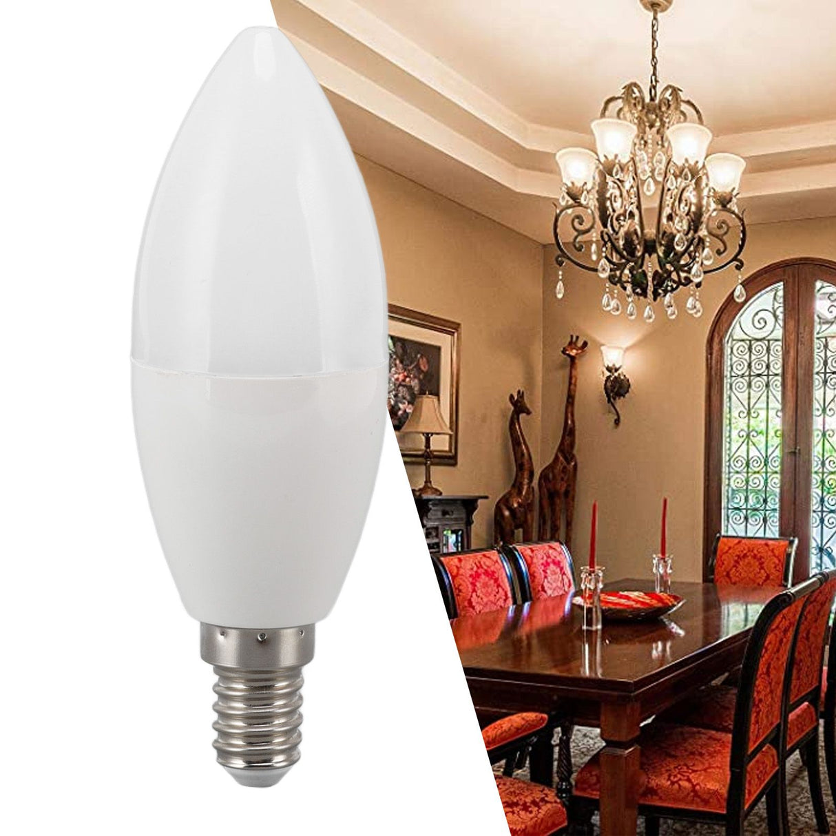 LED Bulb Light Control 5000K C37 E14 5W Eye Protective White Lighting for Home Decoration