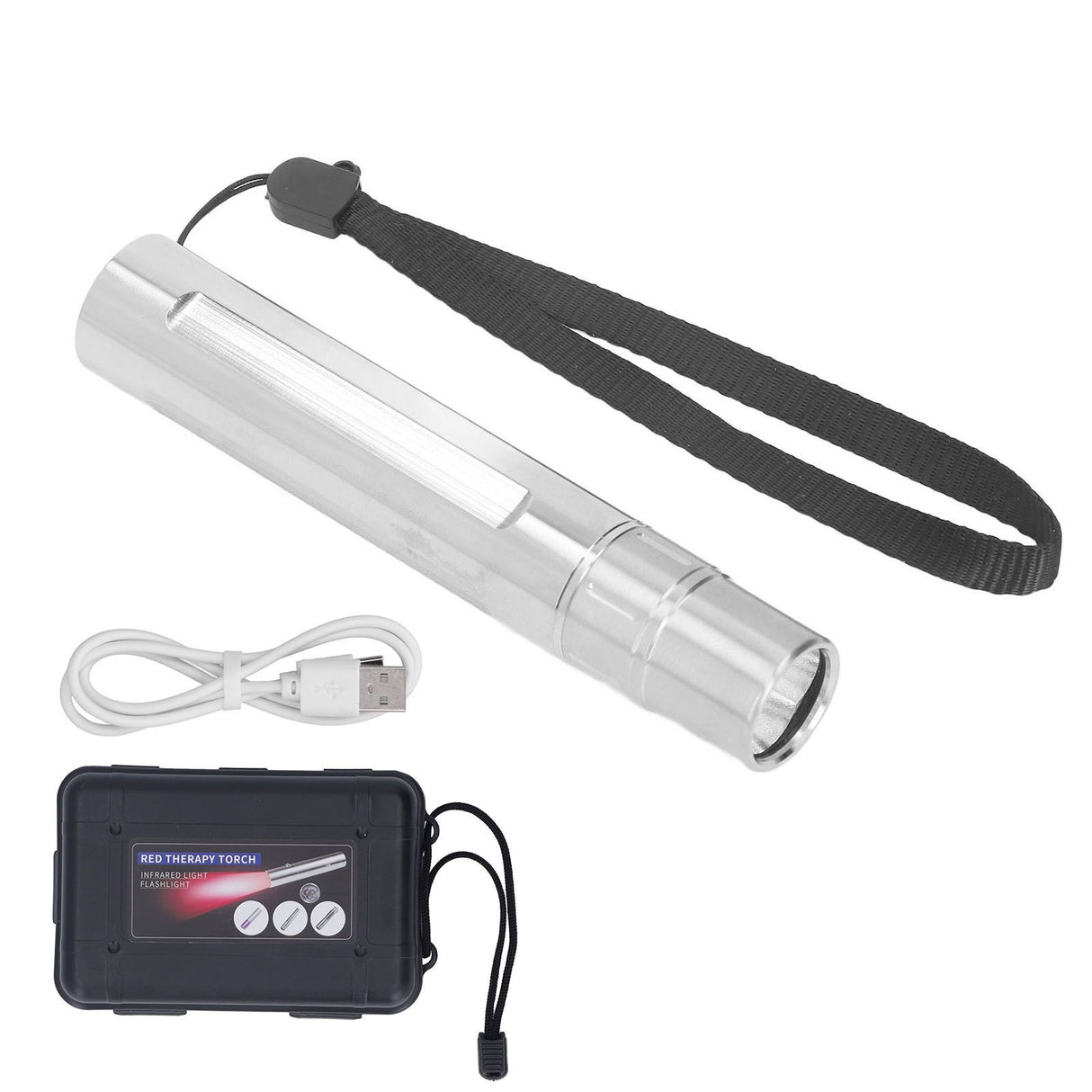 Infared Light Therapy Flashlight 630nm 660nm 850nm Stainless Steel LED Infrared Light with Sling for Ankle