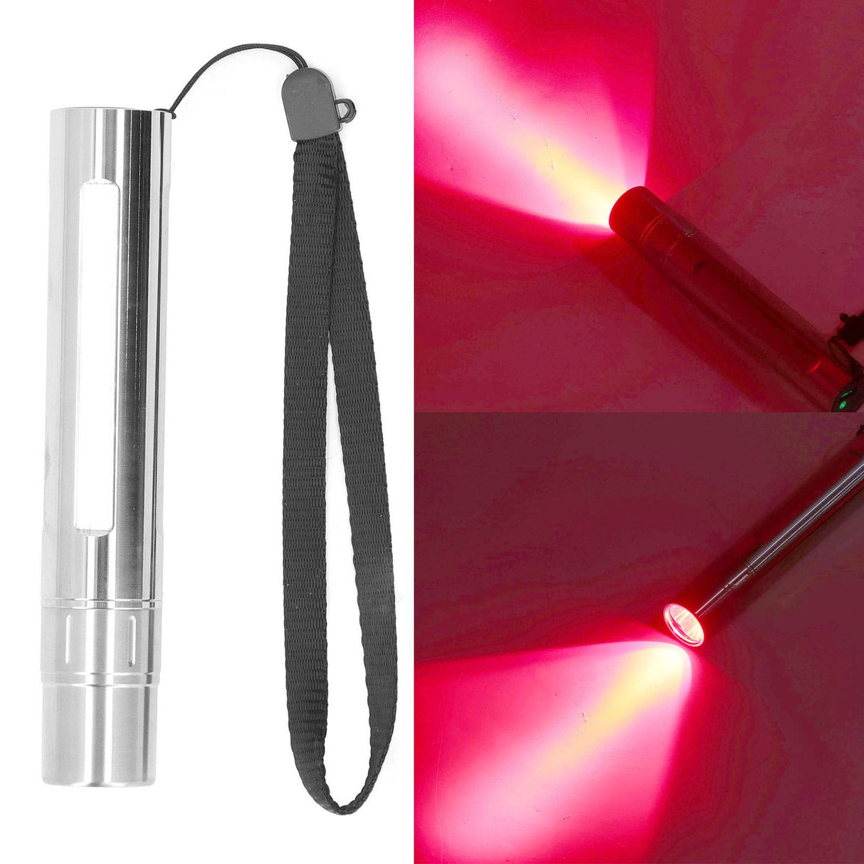 Infared Light Therapy Flashlight 630nm 660nm 850nm Stainless Steel LED Infrared Light with Sling for Ankle