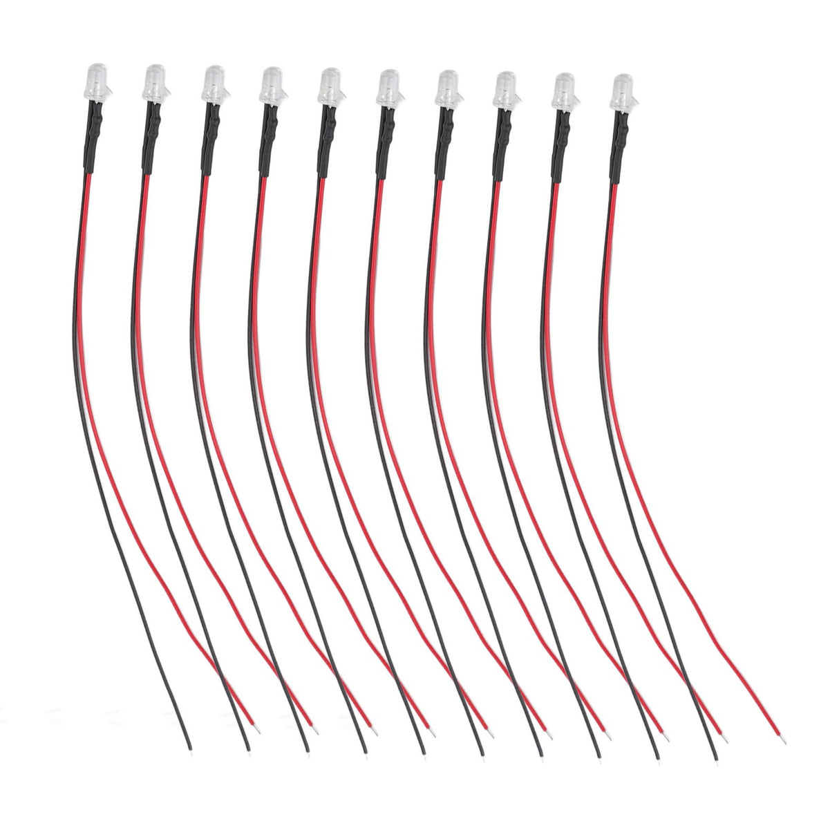 10pcs Lights Emitting Diodes 5mm Prewired Electronic LED Light Diodes for Decoration 5‑12V White Light