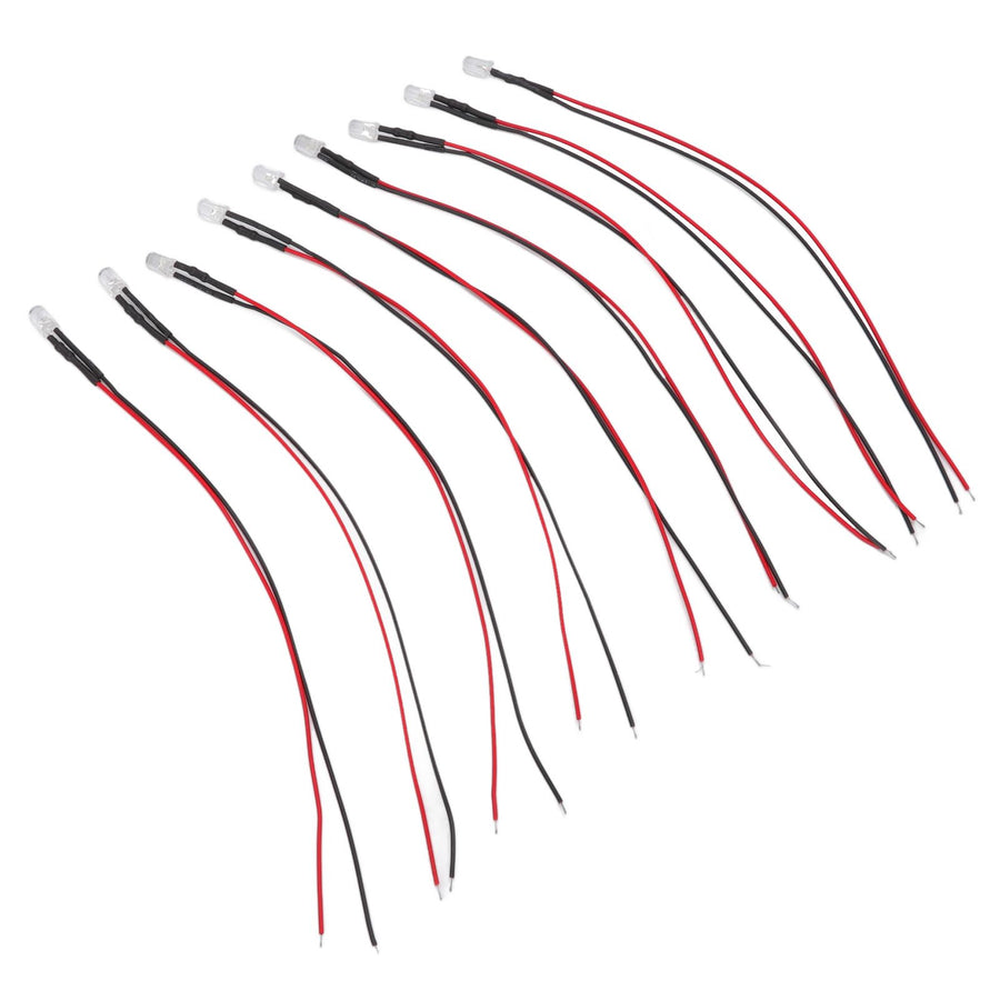 10pcs Lights Emitting Diodes 5mm Prewired Electronic LED Light Diodes for Decoration 5‑12V White Light