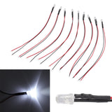 10pcs Lights Emitting Diodes 5mm Prewired Electronic LED Light Diodes for Decoration 5‑12V White Light