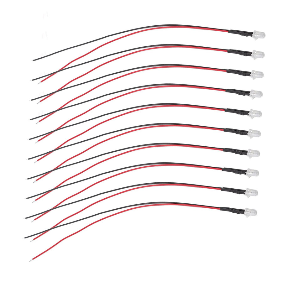 10pcs Lights Emitting Diodes 5mm Prewired Electronic LED Light Diodes for Decoration 5‑12V Yellow Light