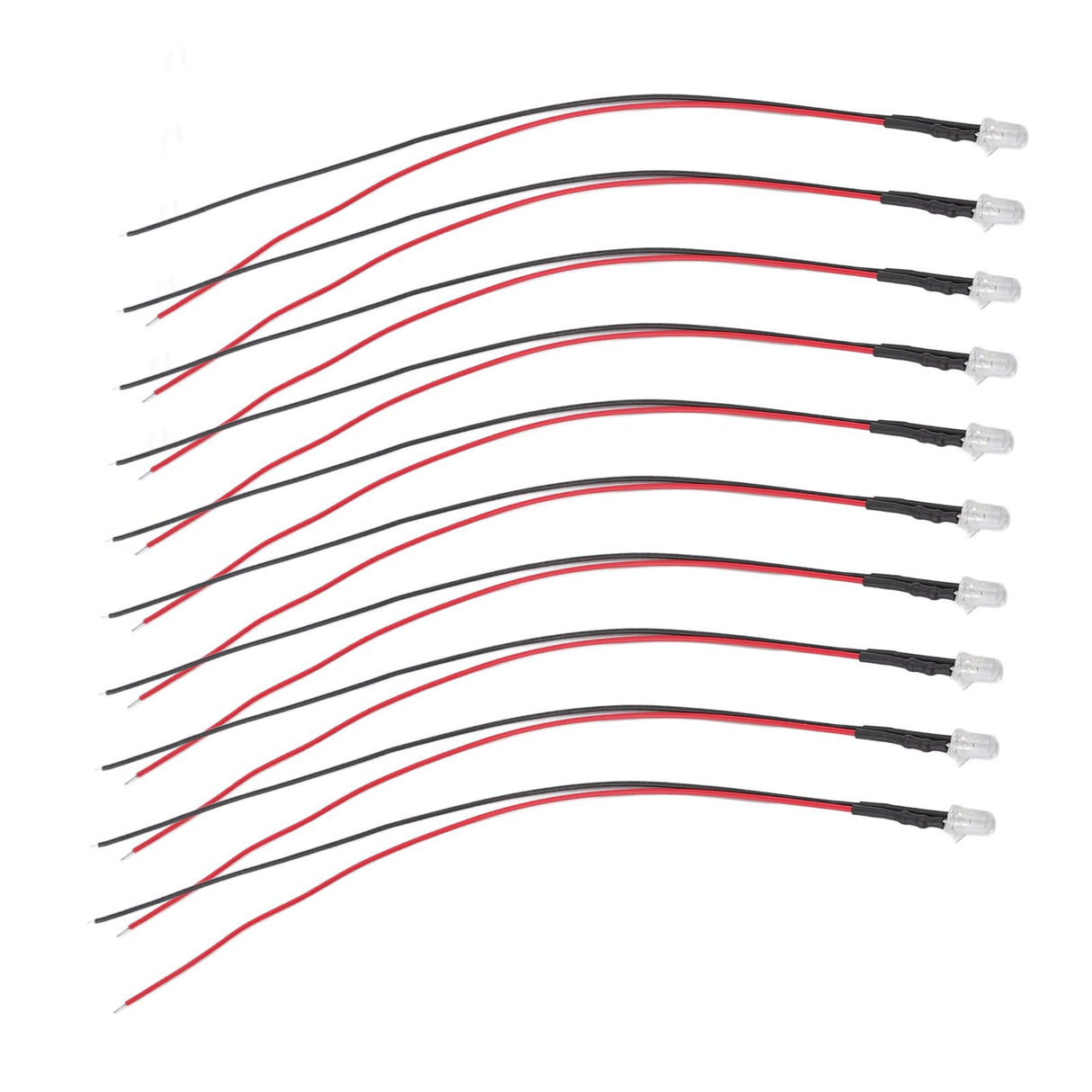 10pcs Lights Emitting Diodes 5mm Prewired Electronic LED Light Diodes for Decoration 5‑12V Red Light