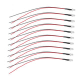 10pcs Lights Emitting Diodes 5mm Prewired Electronic LED Light Diodes for Decoration 5‑12V Red Light
