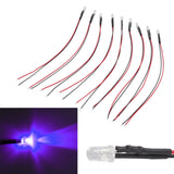10pcs Lights Emitting Diodes 5mm Prewired Electronic LED Light Diodes for Decoration 5‑12V Purple Light