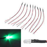10pcs Lights Emitting Diodes 5mm Prewired Electronic LED Light Diodes for Decoration 5‑12V Green Light