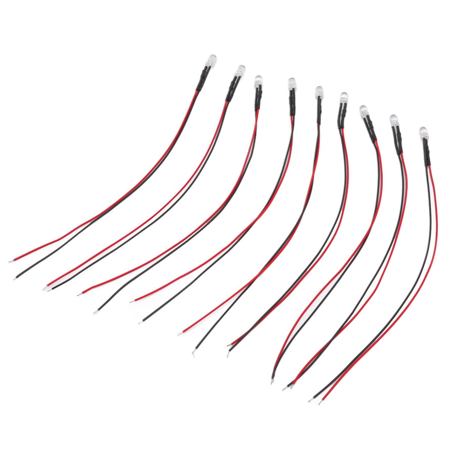 10pcs Lights Emitting Diodes 5mm Prewired Electronic LED Light Diodes for Decoration 5‑12V Blue Light