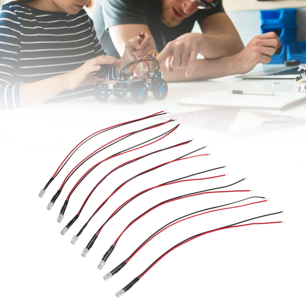 10pcs Lights Emitting Diodes 5mm Prewired Electronic LED Light Diodes for Decoration 5‑12V Blue Light
