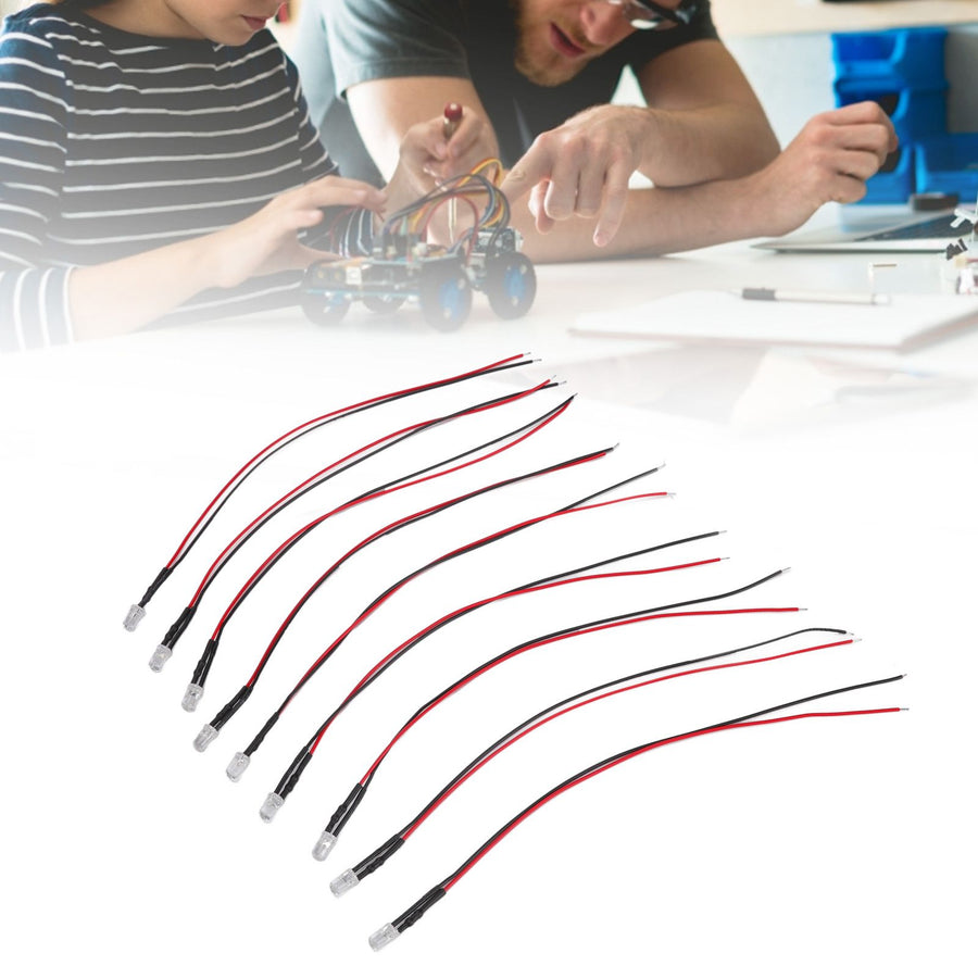 10pcs Lights Emitting Diodes 5mm Prewired Electronic LED Light Diodes for Decoration 5‑12V Blue Light