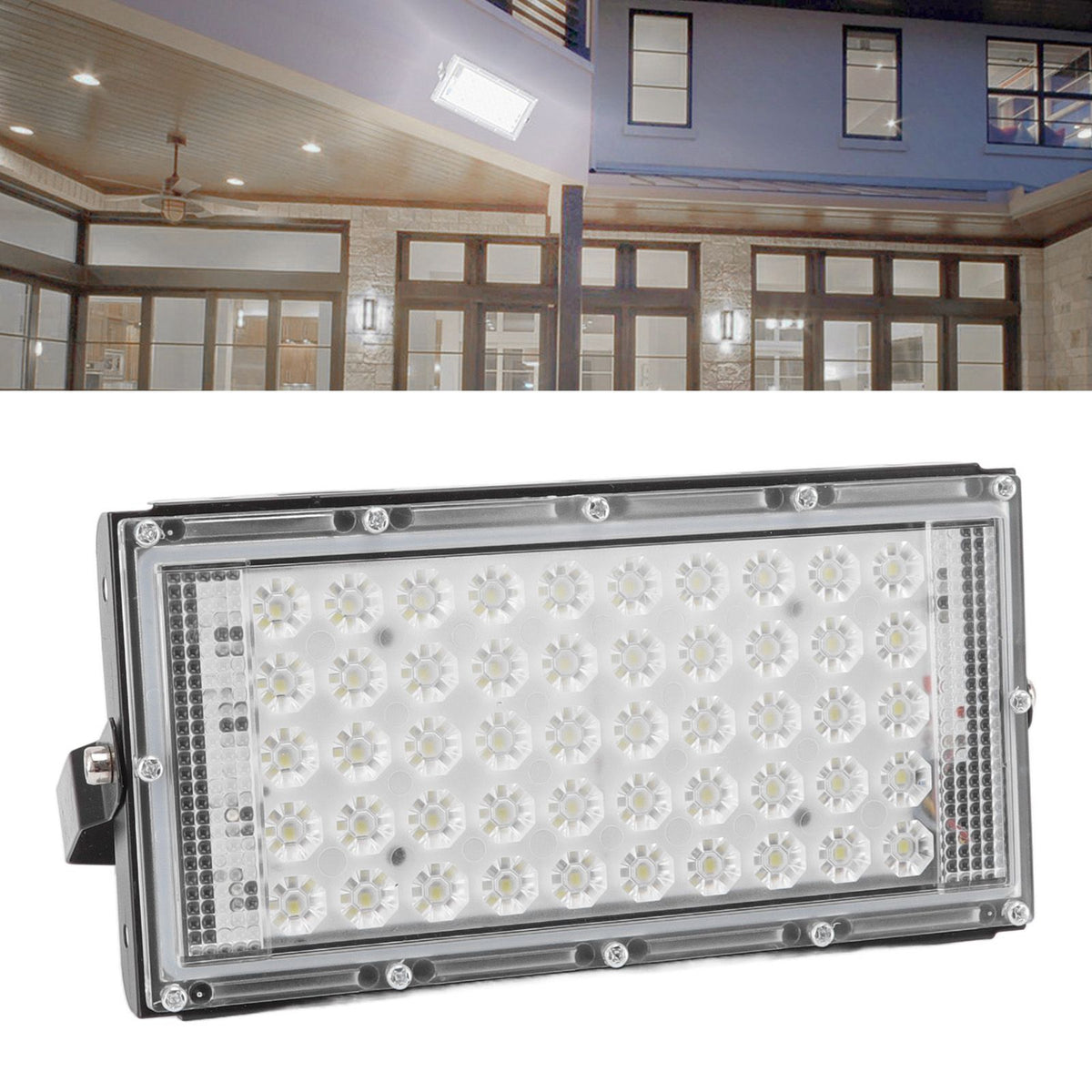 LED Flood Light 50W IP66 Waterproof 6000K White LED 180 Degrees Adjustment Outdoor Flood Light for Yard Balcony Outdoor