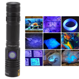 Ultraviolet Flashlight Zoomable UV Detection Lamp Waterproof LED Flashlight 300‑395nm Wavelength
