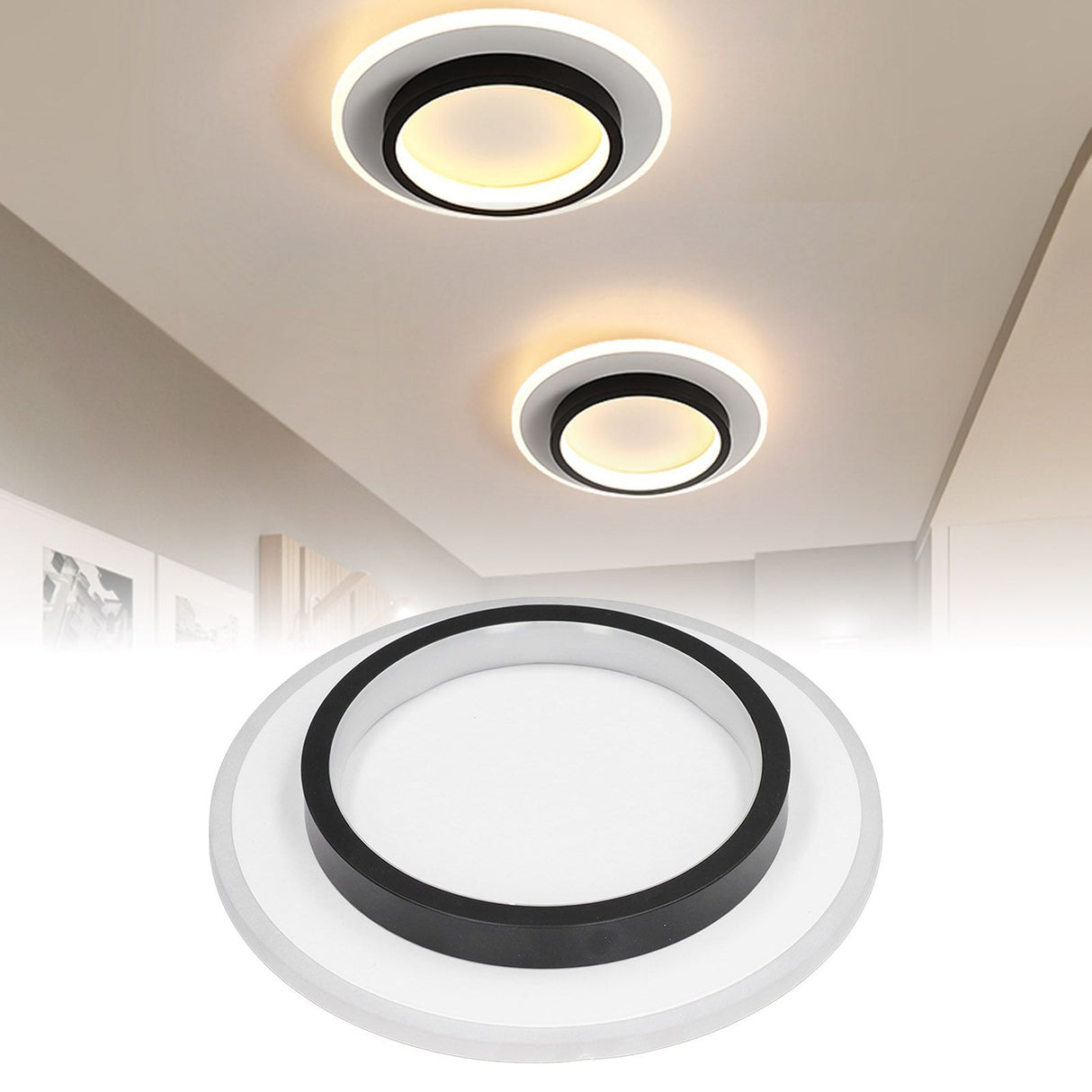 LED Ceiling Light Simple Fashionable Aisle Light Indoor Innovative Ceiling Lamp Black 85‑265V White Warm Neutral Light