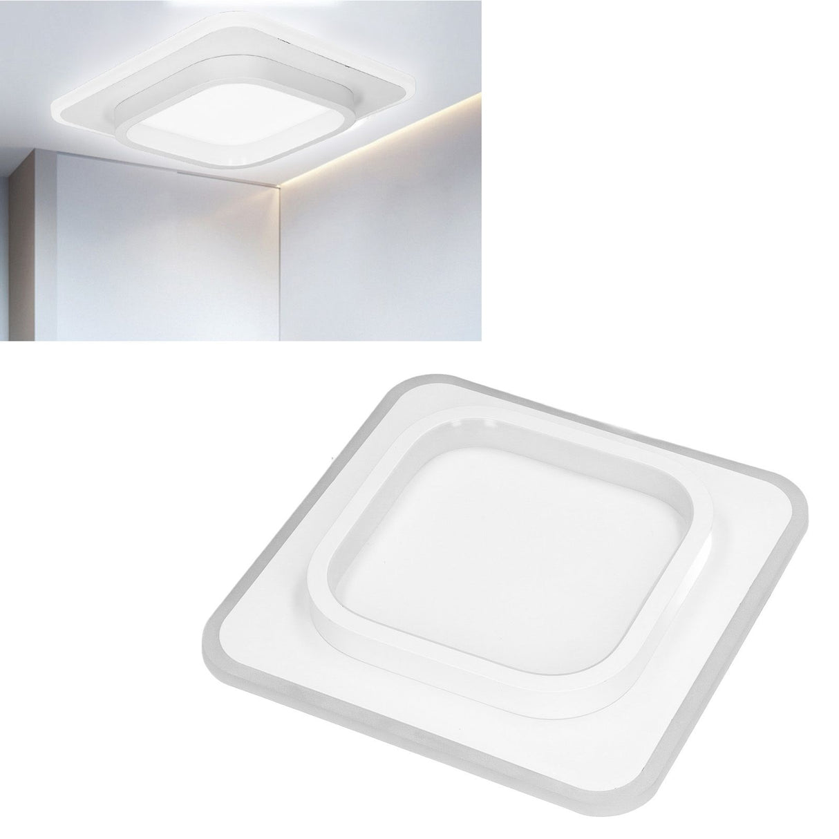 LED Ceiling Light Square 20W Ceiling Light Wall Lamp Aisle Lamp 85‑265V for Bedroom Living Room Corridor White White Light