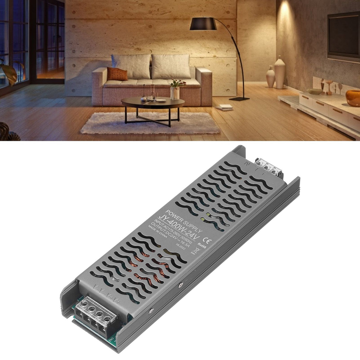 LED Driver 400W DC 24V IP20 Protection Fast Heat Dissipation LED Transformer LED Power Driver AC 175‑260V
