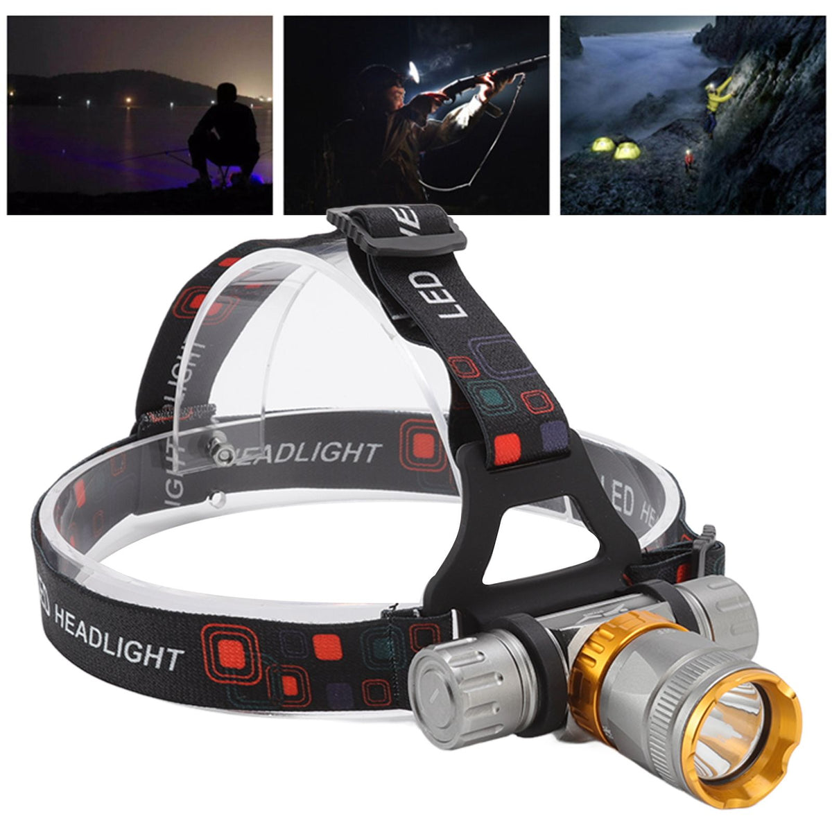 LED Diving Headlight Aluminum Alloy IPX8 Waterproof Super Bright 1500LM 5 Modes Light Weight LED Head Light for Swimming