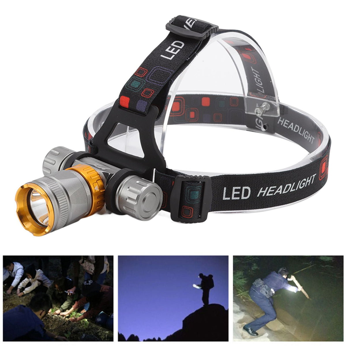 LED Diving Headlight Aluminum Alloy IPX8 Waterproof Super Bright 1500LM 5 Modes Light Weight LED Head Light for Swimming