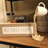Floating Spilling Coffee Cup Spilling Pouring Coffee Cup Sculpture Sculpture for Kitchen Dining Room Decor - Close-Up Angle
