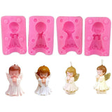 3D Angel Boy and Girl Silicone Mold DIY Angel Shape Candle Soap Chocolate Candy Mold Kitchen Baking Tool - Front View
