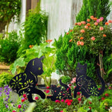 3PCS Metal Cat Decorative Garden Stakes Cat Silhouette Garden Decoration for Outdoor Lawn Ornaments Yard Sign - Side View