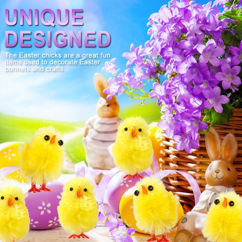 60PCS Mini Easter Chicks Yellow Easter Decoration Toy Spring Home Garden Decor Party Favors and Gifts for Kids