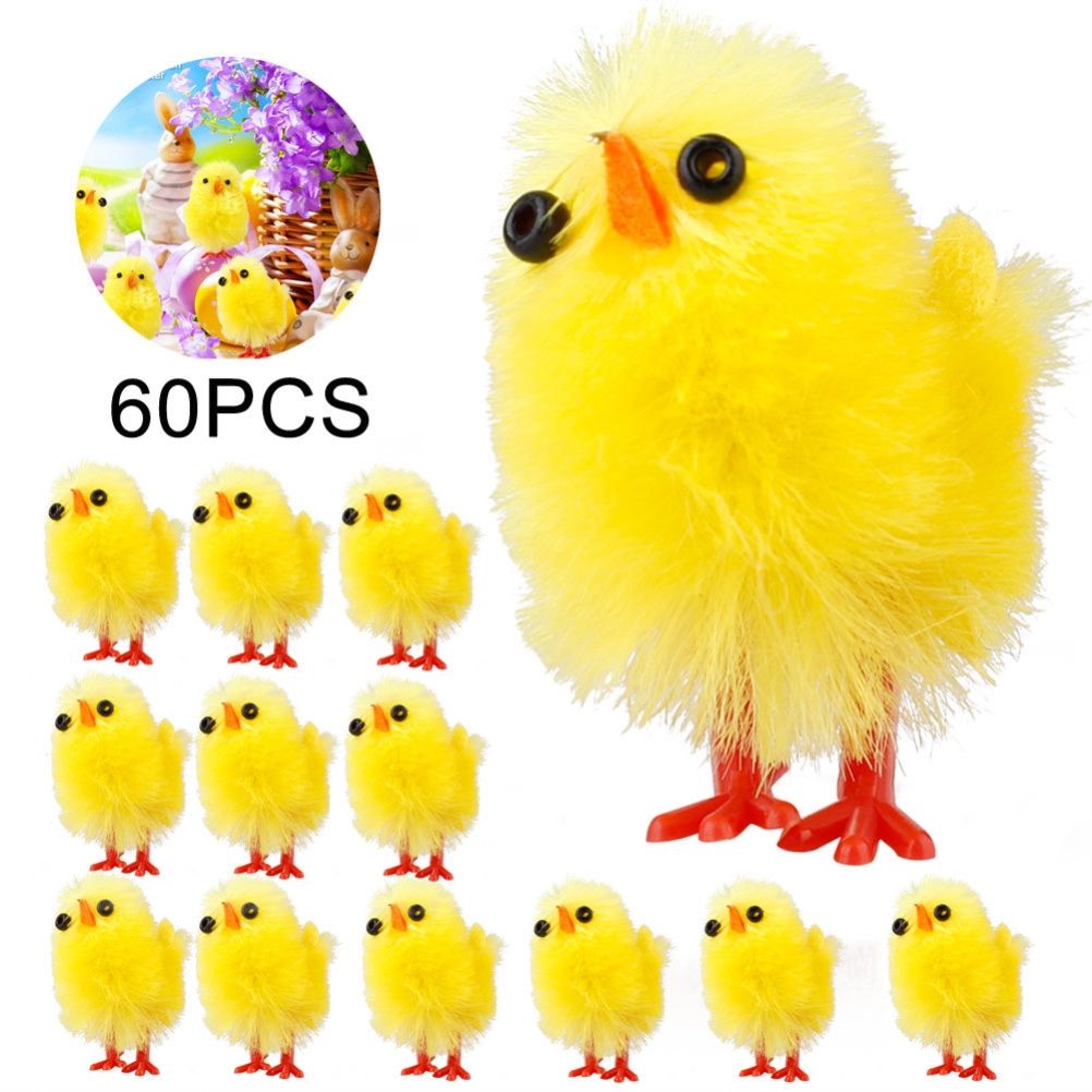 60PCS Mini Easter Chicks Yellow Easter Decoration Toy Spring Home Garden Decor Party Favors and Gifts for Kids