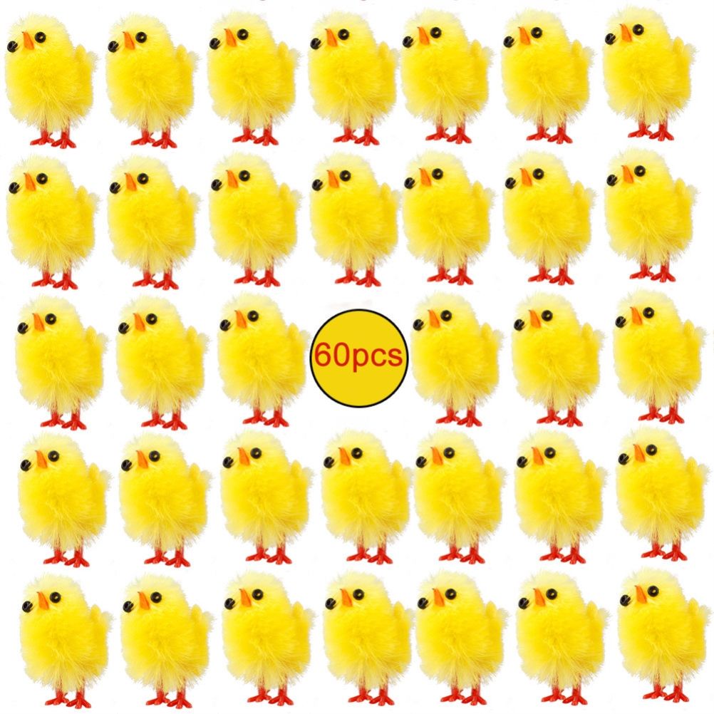 60PCS Mini Easter Chicks Yellow Easter Decoration Toy Spring Home Garden Decor Party Favors and Gifts for Kids