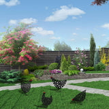 Lawn Pathway Sidewalk Garden Outdoor Decoration Animal Interest Garden Chicken Rooster Statue - Rear View