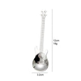 4 Pcs Guitar Coffee Spoons Stainless Steel Guitar Instrument Shaped Coffee Spoons Kitchen Utensil for Mixing Milkshake Tea Dessert Drink - Front View