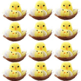12PCS Mini Easter Chicks Yellow Easter Decoration Toy Simulation Mini Chicks Spring Home Garden Decor Party Favors and Gifts for Kids