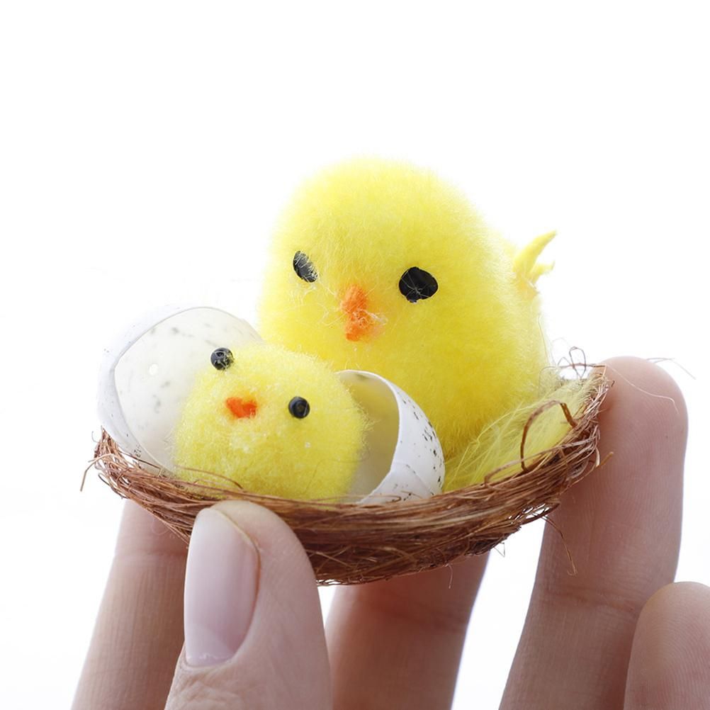 12PCS Mini Easter Chicks Yellow Easter Decoration Toy Simulation Mini Chicks Spring Home Garden Decor Party Favors and Gifts for Kids