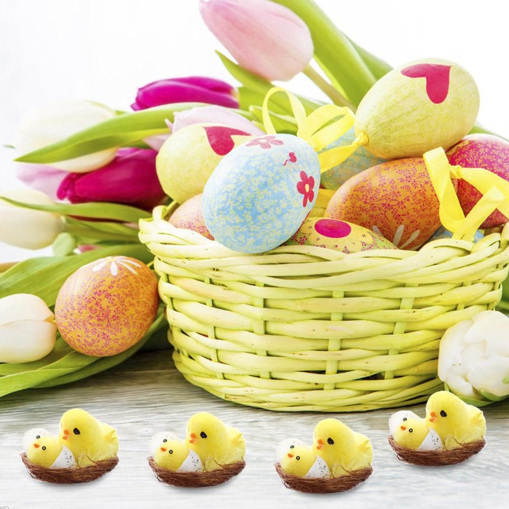 12PCS Mini Easter Chicks Yellow Easter Decoration Toy Simulation Mini Chicks Spring Home Garden Decor Party Favors and Gifts for Kids