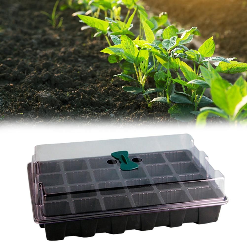 Greenhouse Seedling Tray 24 Cells Seedling Box with Lid Plant Growing Trays for Starter Germination Growth Seed