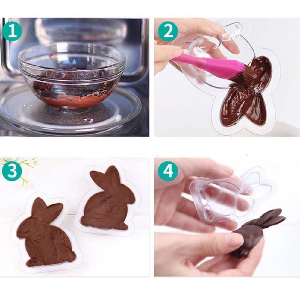 3D Easter Bunny Mold Chocolate Candy Cake Jelly Baking Tools Non Stick DIY Mold for Easter Decoration