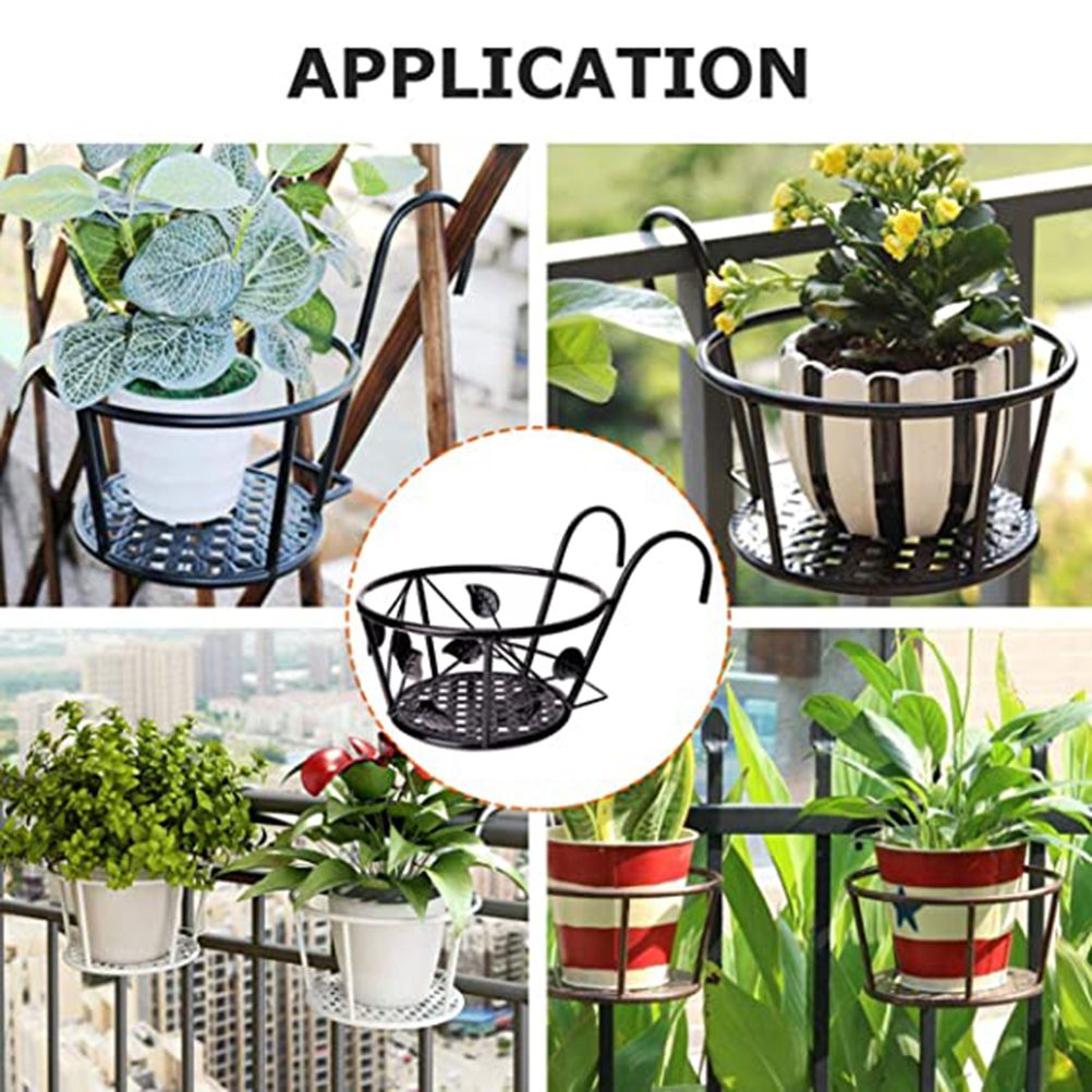 Iron Wire Hanging Flower Pot Holder Brackets Balcony Display Shelf Garden Plant Flower Holder Balcony Home Decoration