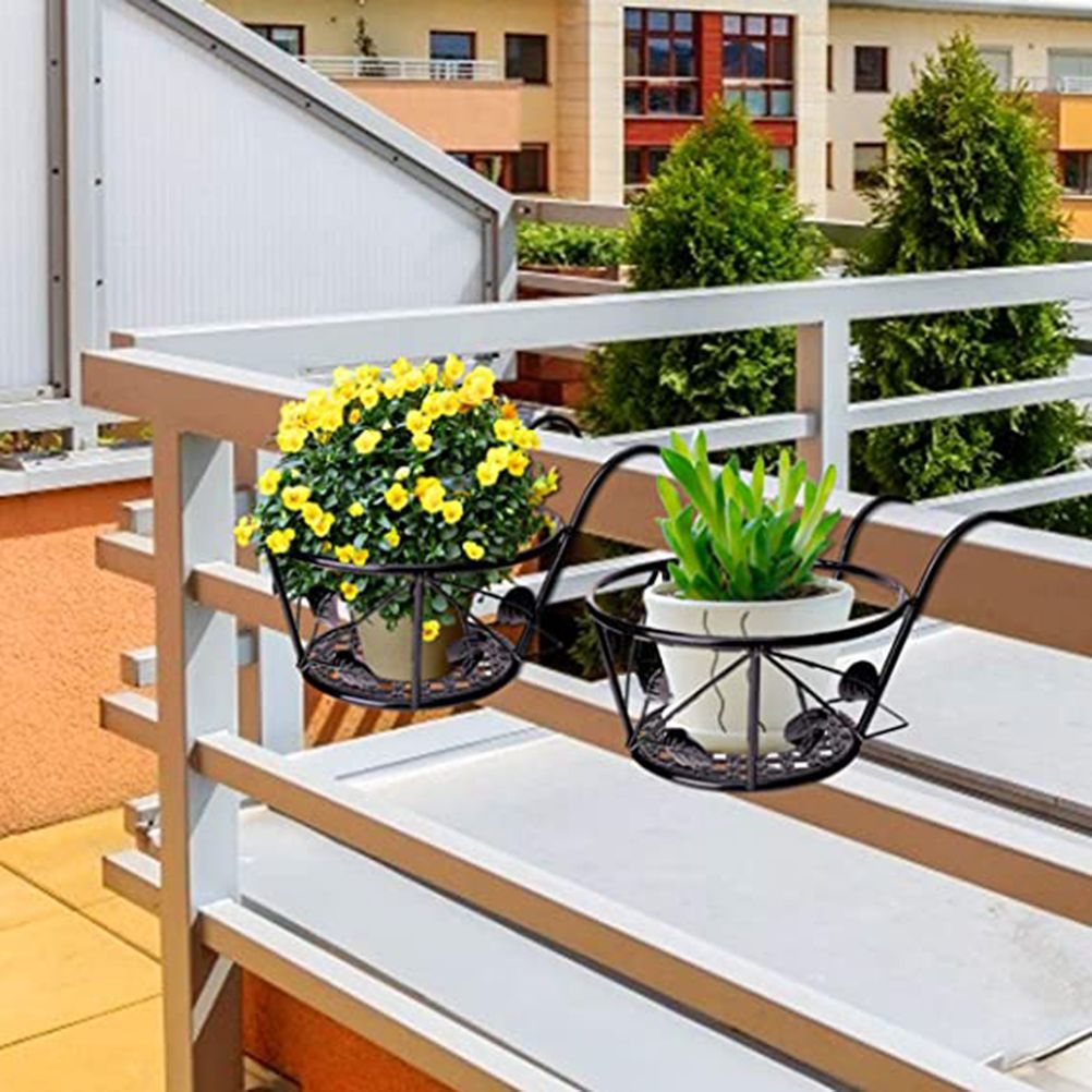 Iron Wire Hanging Flower Pot Holder Brackets Balcony Display Shelf Garden Plant Flower Holder Balcony Home Decoration