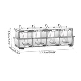 Spice Jars Transparent Spice Containers Kitchen Spice Jar with 4 Serving Spoons Spice Bottle Seasoning Box Set - Front View