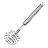 Stainless Steel Egg Beater Round Shaped Spring Milk Blender Handheld Egg Mixer - Front View
