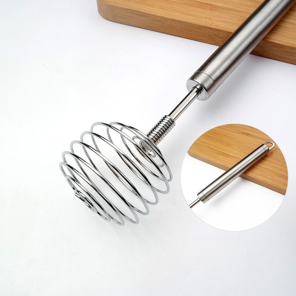 Stainless Steel Egg Beater Round Shaped Spring Milk Blender Handheld Egg Mixer