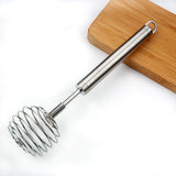 Stainless Steel Egg Beater Round Shaped Spring Milk Blender Handheld Egg Mixer - Low Angle