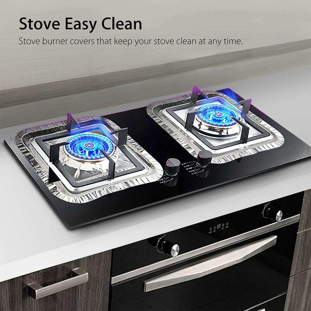 40Pcs Aluminum Foil Gas Top Disposable Bib Liners Stove Covers